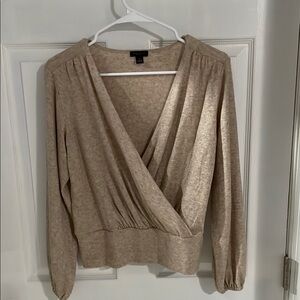 Ann Taylor Tan Long Sleeve sweater Wrap Top